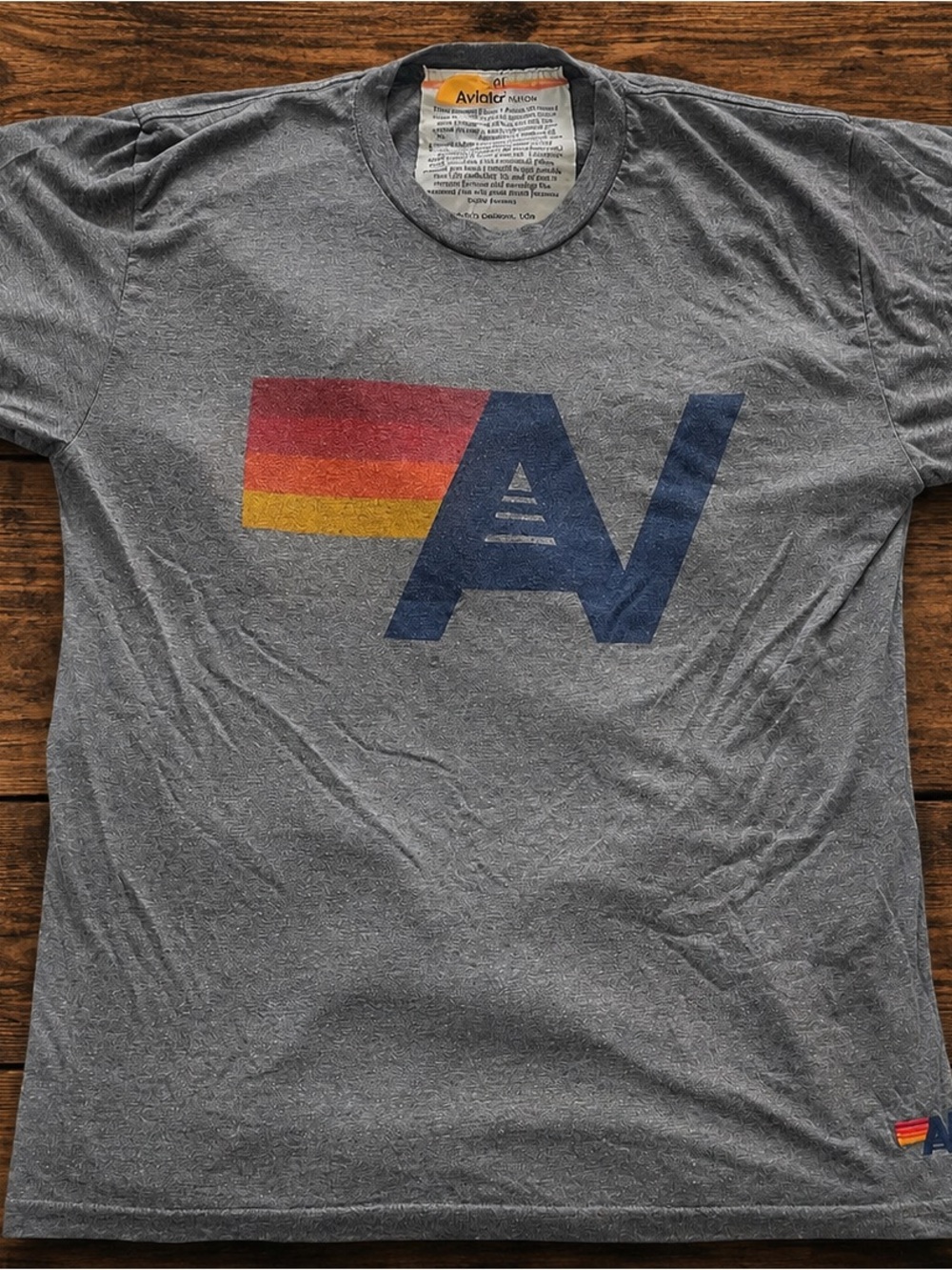 Aviator Nation Gray Tee with Retro Sunset AV Logo